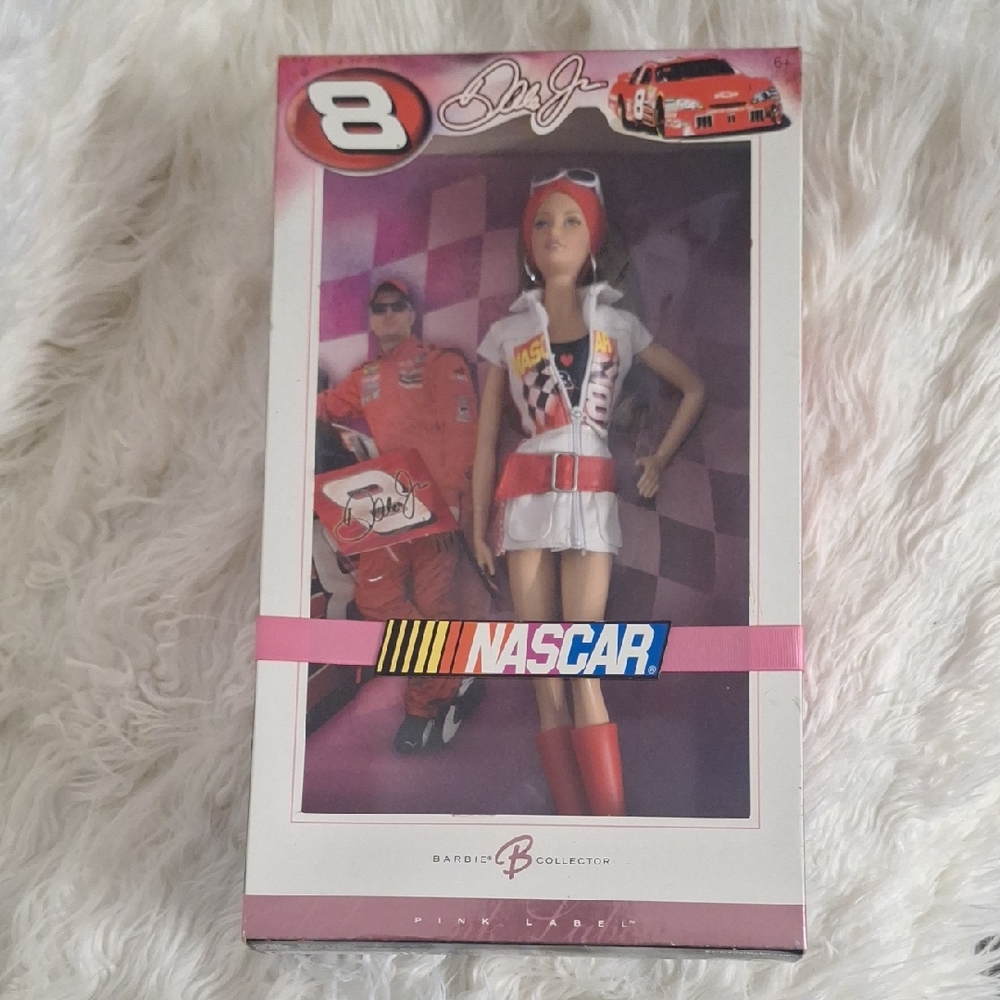 Barbie NASCAR Dale JR. #8 Doll with Red and White Outfit Pink Label NIB